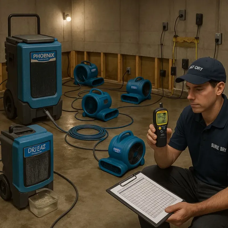 Structural Drying and Dehumidification process in Amberley, OH